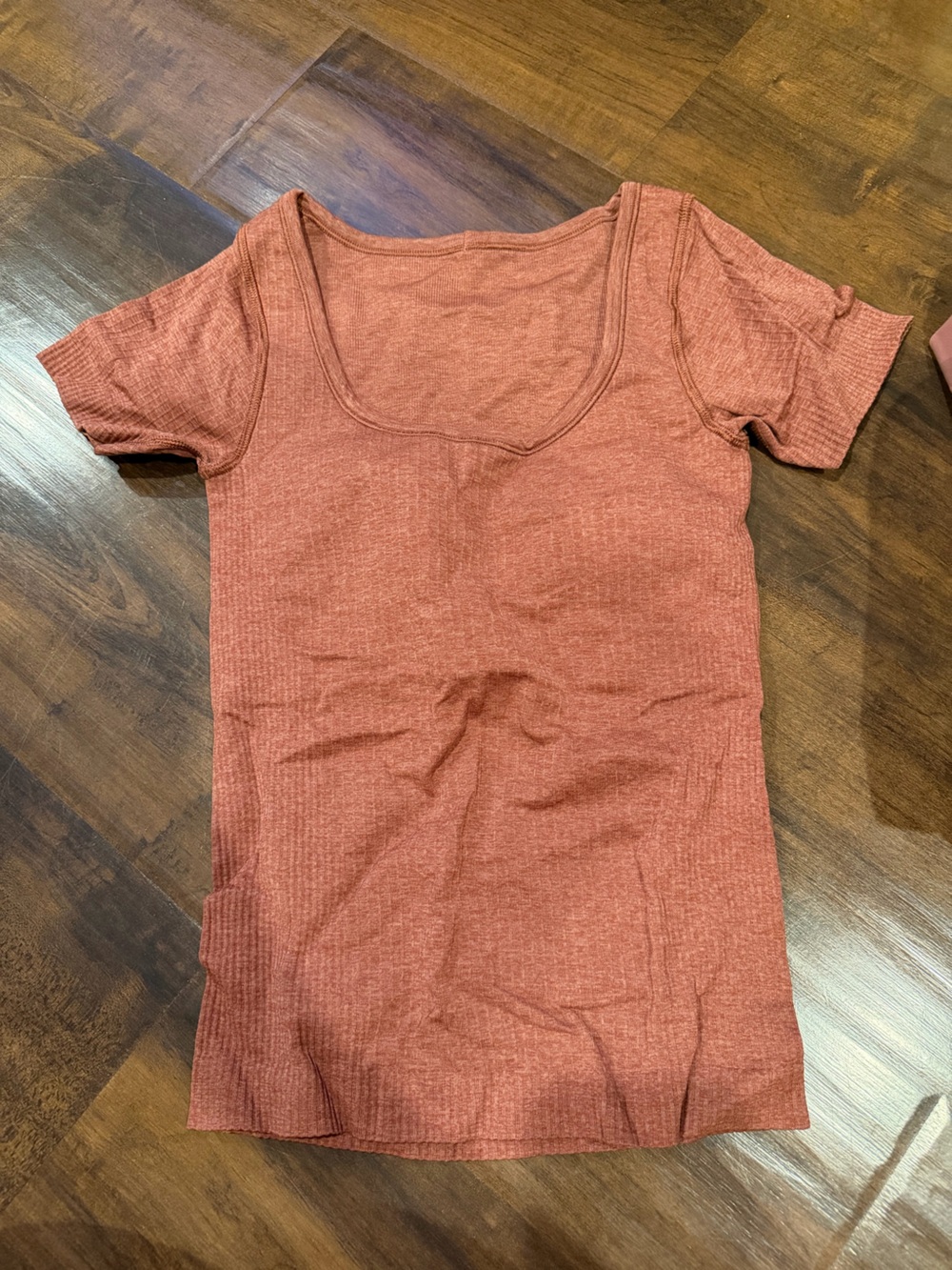 lululemon athletica Ribbed Short Sleeve Scoop Neck Top - Rust Orange - Picture 1 of 3